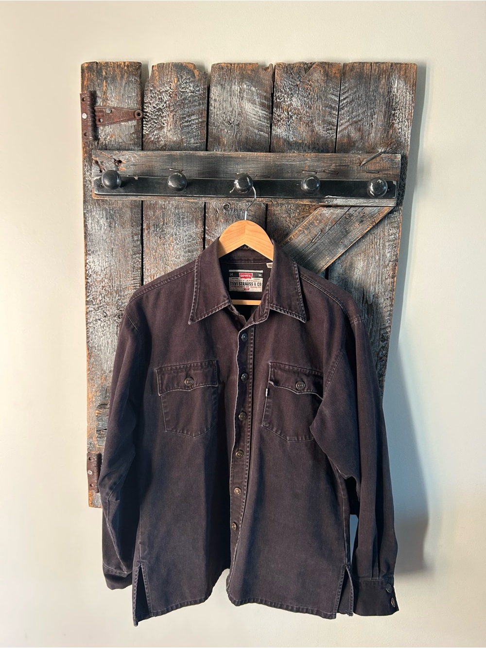 Women's Vintage Levi's Faded Black Work-Style Button-Up Shirt Jacket
